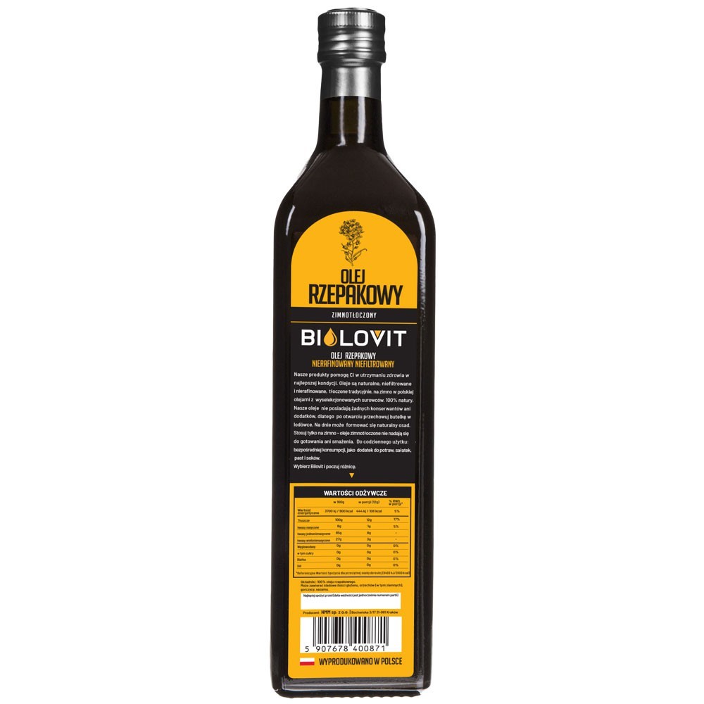 Bilovit Šaltai spaustas rapsų aliejus - 1000 ml - Magnis.lt