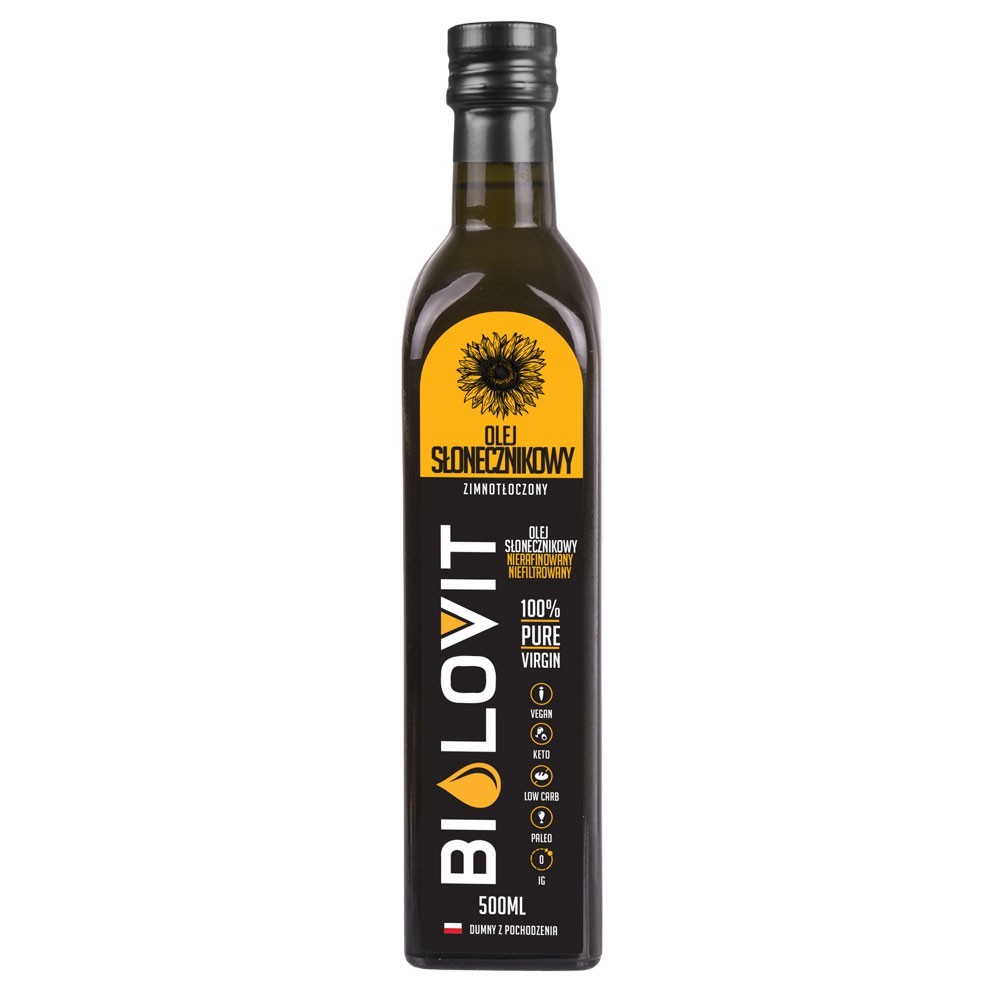 Bilovit Šaltai spaustas saulėgrąžų aliejus - 500 ml - Magnis.lt
