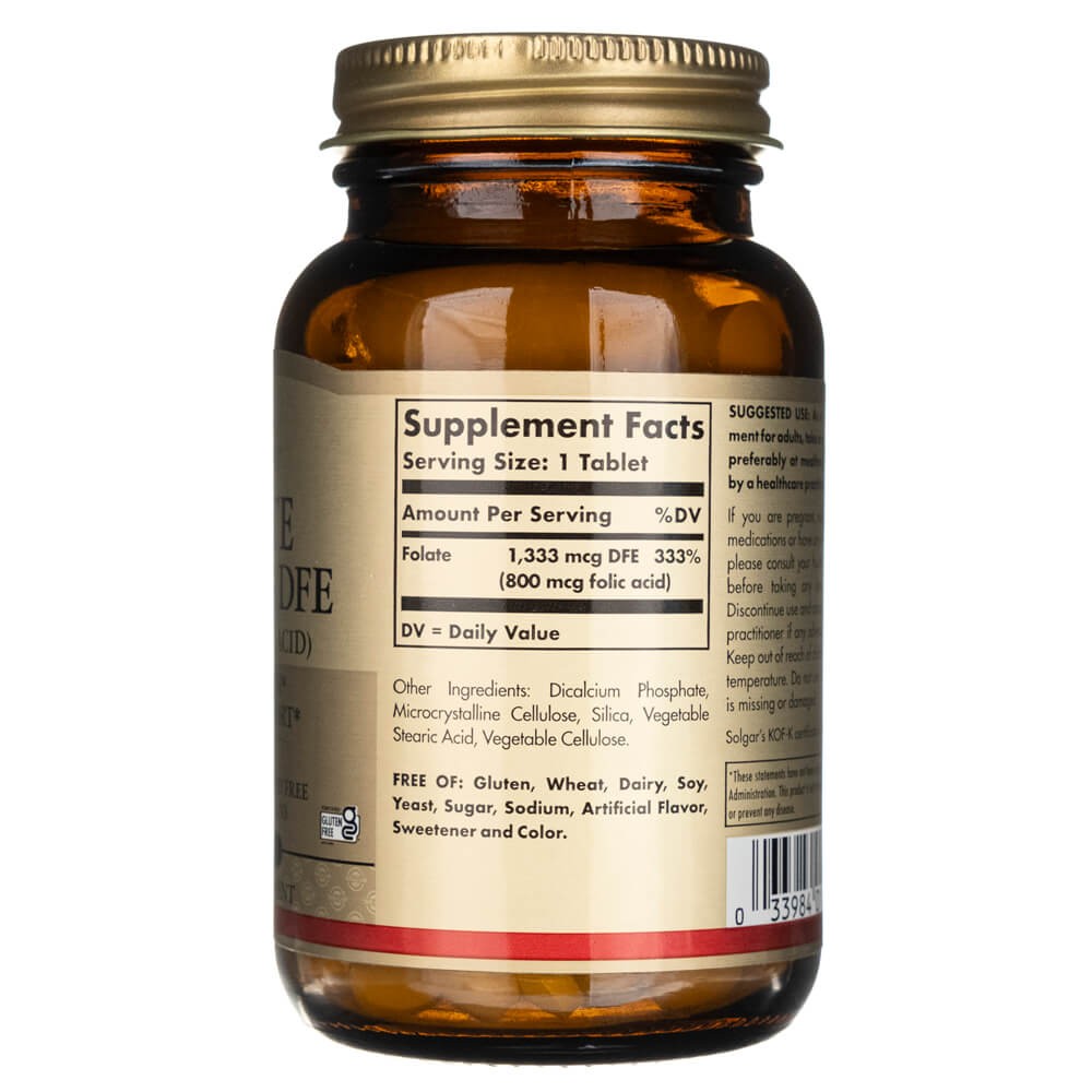 Solgar Folate 1 333 mcg DFE (800 mcg folio rūgšties) - 250 tablečių