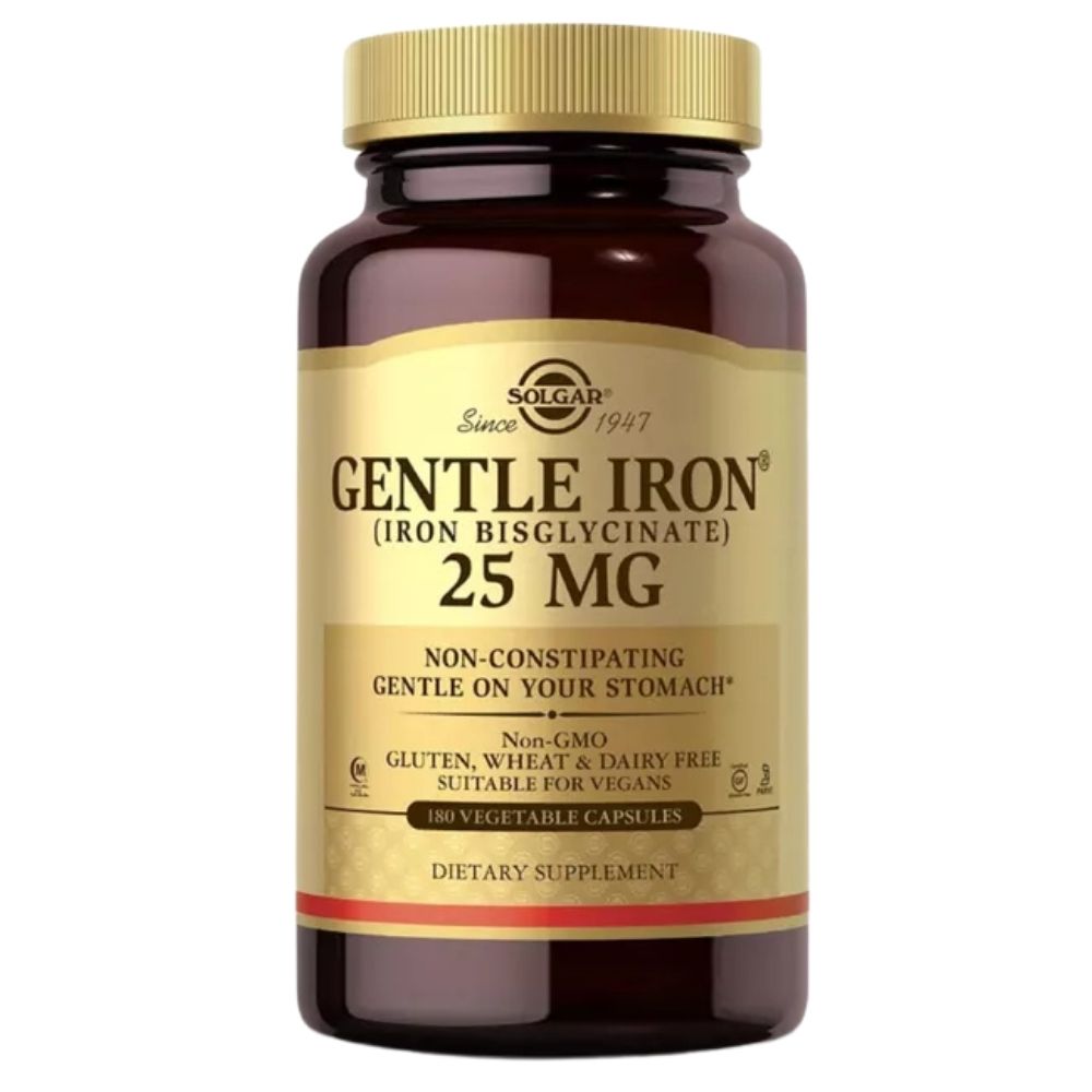 Solgar Gentle Iron, amino rūgščių chelatas 25 mg JAV - 180 kapsulių