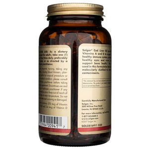 Solgar menkių kepenų aliejus (vitaminai A ir D) - 250 minkštųjų gelių