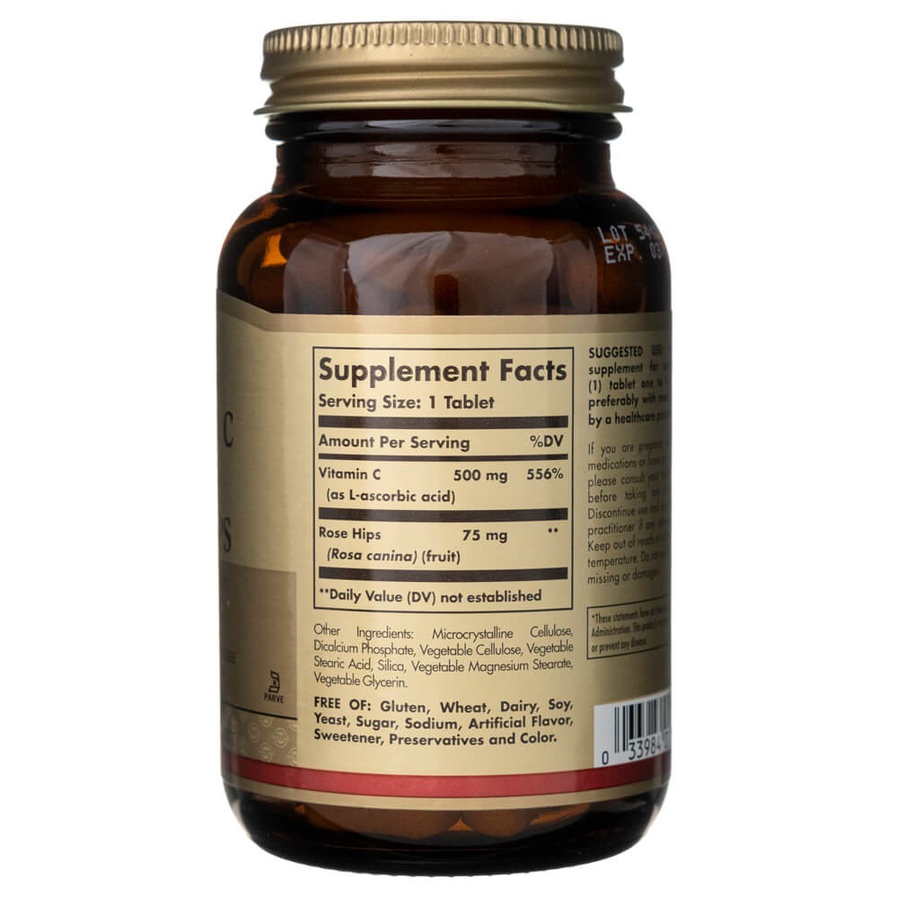 Solgar vitaminas C 500 mg su rožių krūmokšniais - 100 tablečių