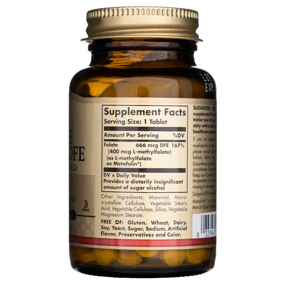 Solgar Folate 666 mcg DFE (Metafolin® 400 mcg) - 100 tablečių - Magnis.lt