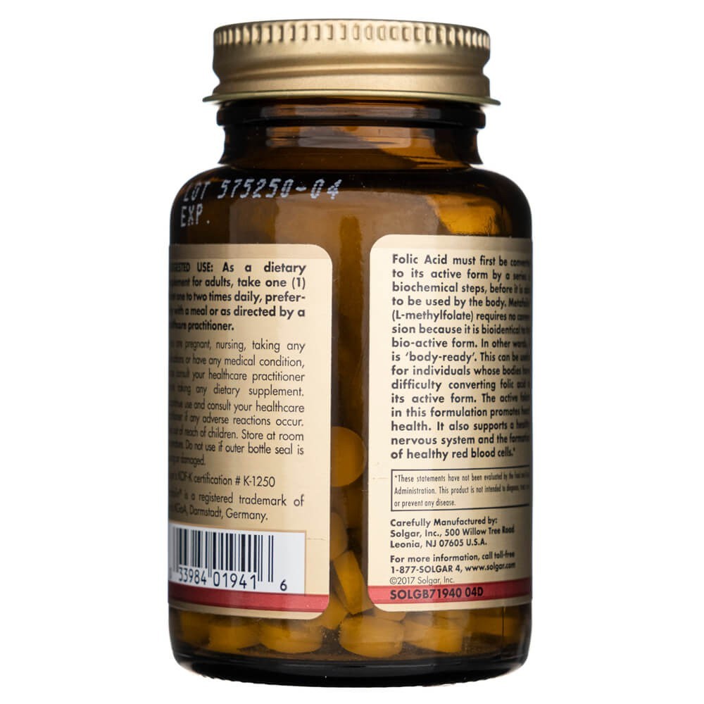 Solgar Folate 666 mcg DFE (Metafolin® 400 mcg) - 100 tablečių - Magnis.lt