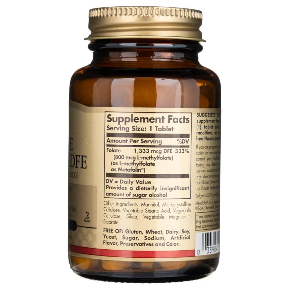 Solgar Folate 1333 mcg DFE (Metafolin® 800 mcg) - 100 tablečių