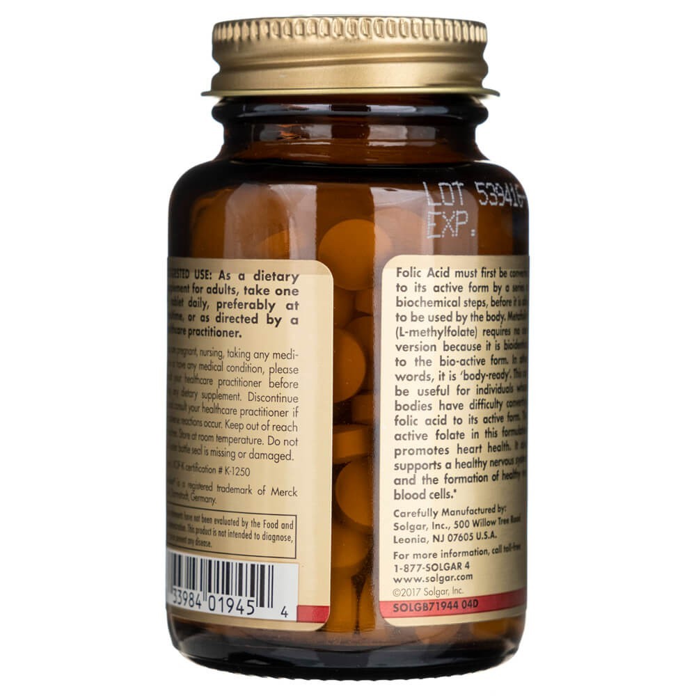 Solgar Folate 1333 mcg DFE (Metafolin® 800 mcg) - 100 tablečių