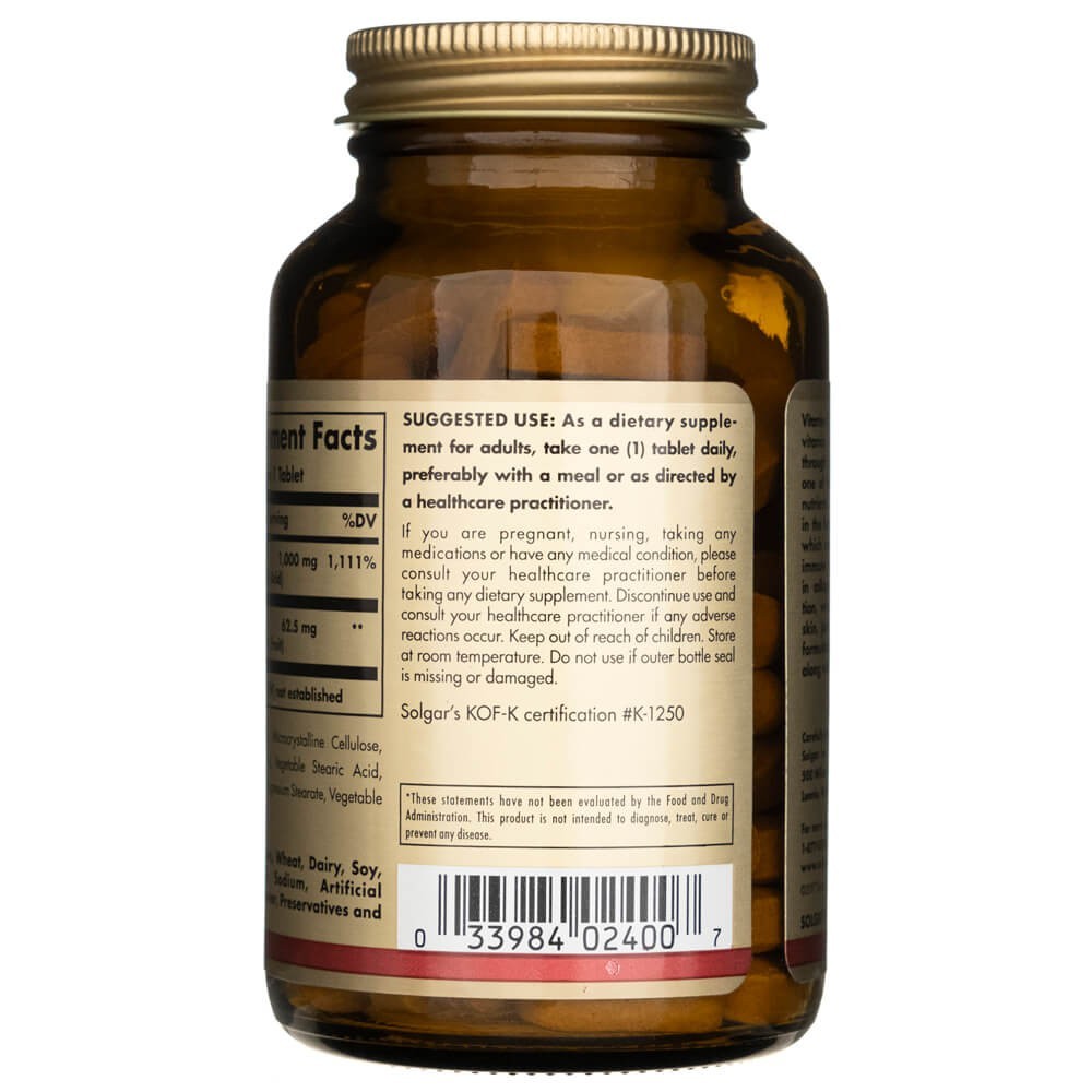 Solgar vitaminas C 1000 mg su rožių klubais - 100 tablečių