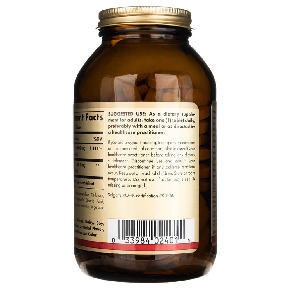 Solgar vitaminas C 1000 mg su rožių klubais - 250 tablečių