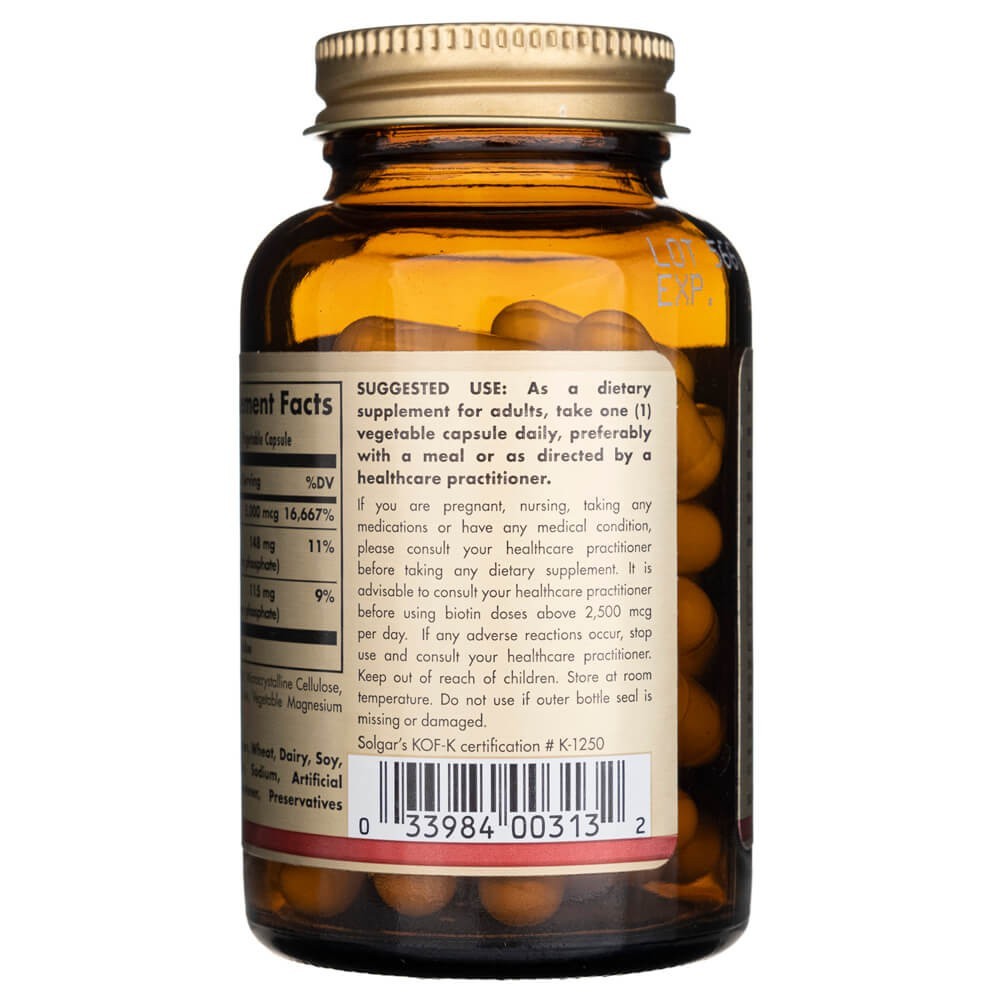 Solgar Biotinas 5000 mcg - 50 kapsulių - Magnis.lt