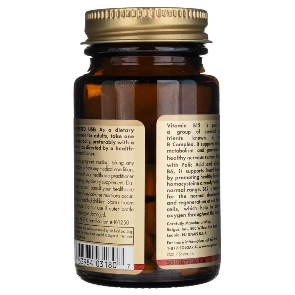 Solgar vitaminas B12 100 mcg - 100 tablečių - Magnis.lt