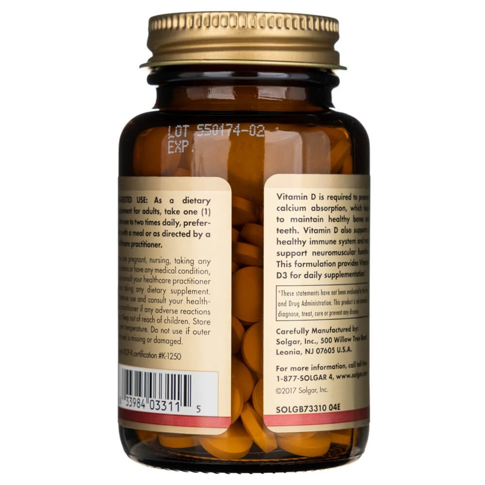 Solgar vitaminas D3 25 mcg (1000 TV) - 180 tablečių - Magnis.lt