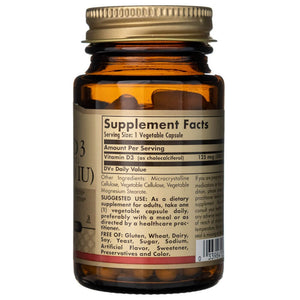 Solgar vitaminas D3 125 mcg (5000 TV) - 60 kapsulių