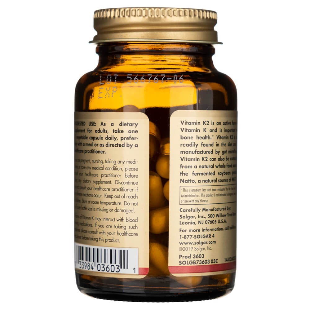 Solgar vitaminas K2 MK-7 100 mcg - 50 kapsulių - Magnis.lt