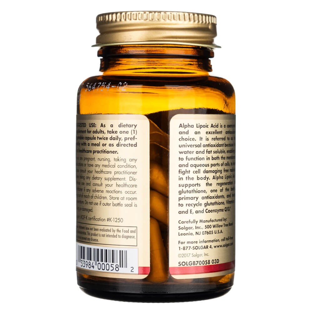 Solgar Alfa lipoinė rūgštis 200 mg - 50 kapsulių