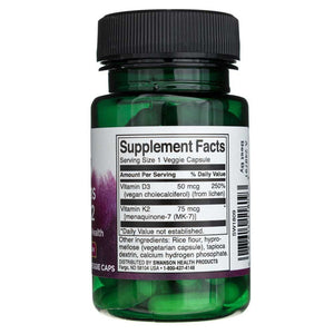 Swanson vitaminai D3 ir K2 - 60 kapsulių
