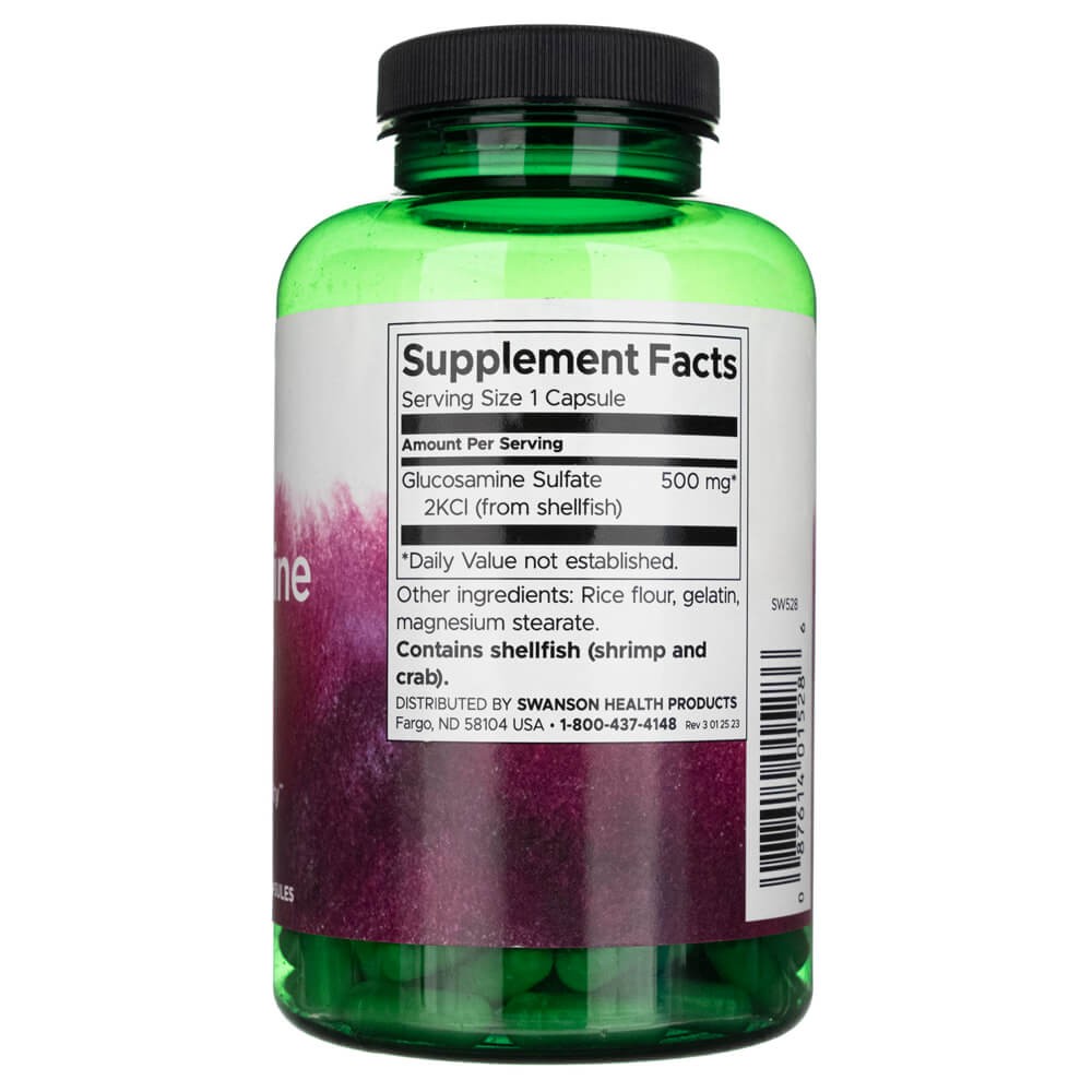 Swanson gliukozamino sulfatas 2KCl 500 mg - 250 kapsulių