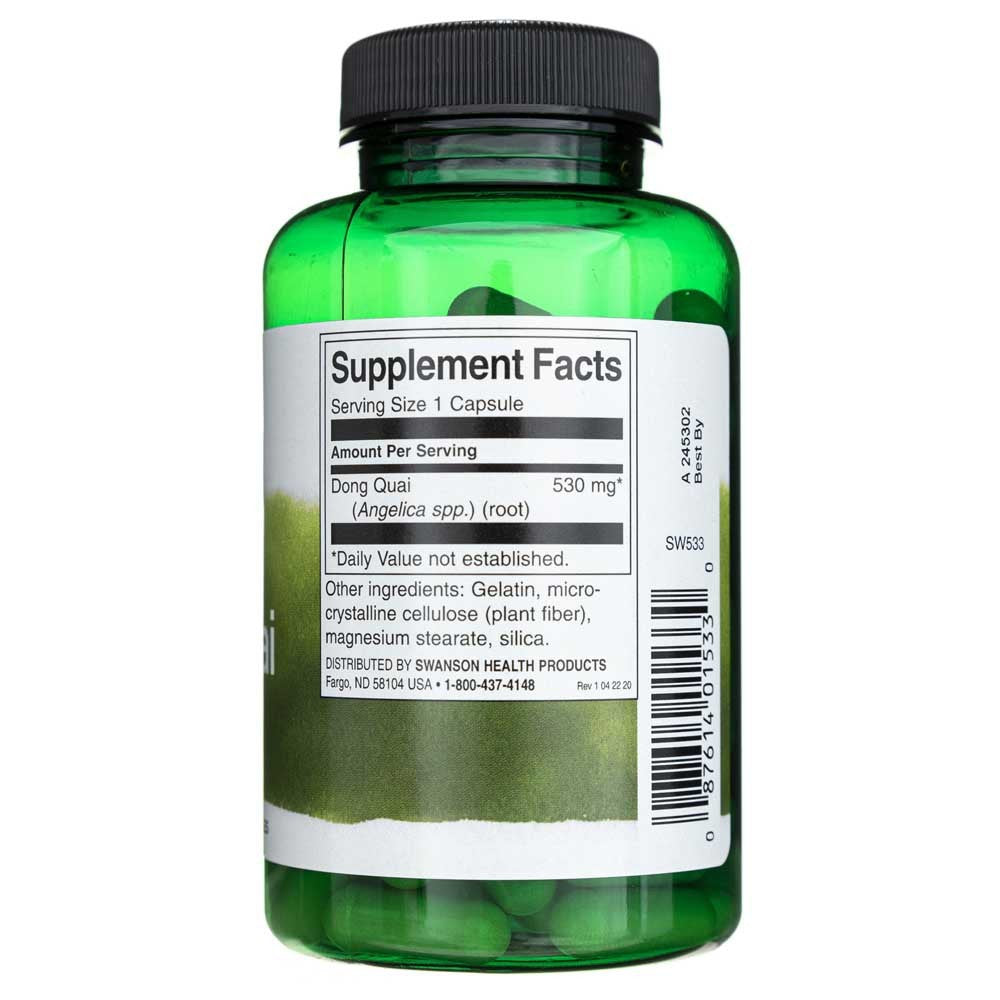 Swanson pilno spektro Dong Quai 530 mg - 100 kapsulių - Magnis.lt