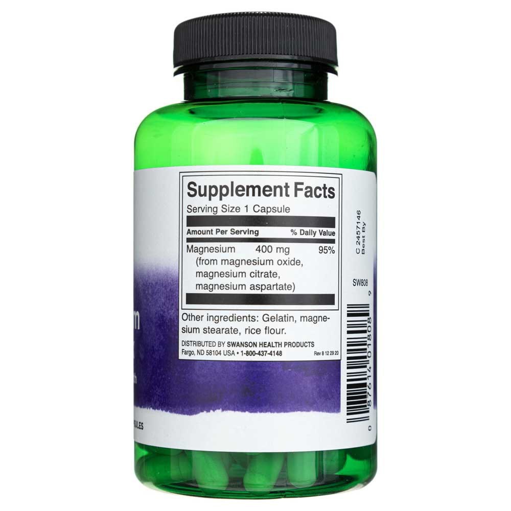 Swanson trigubas magnio kompleksas 400 mg - 100 kapsulių - Magnis.lt