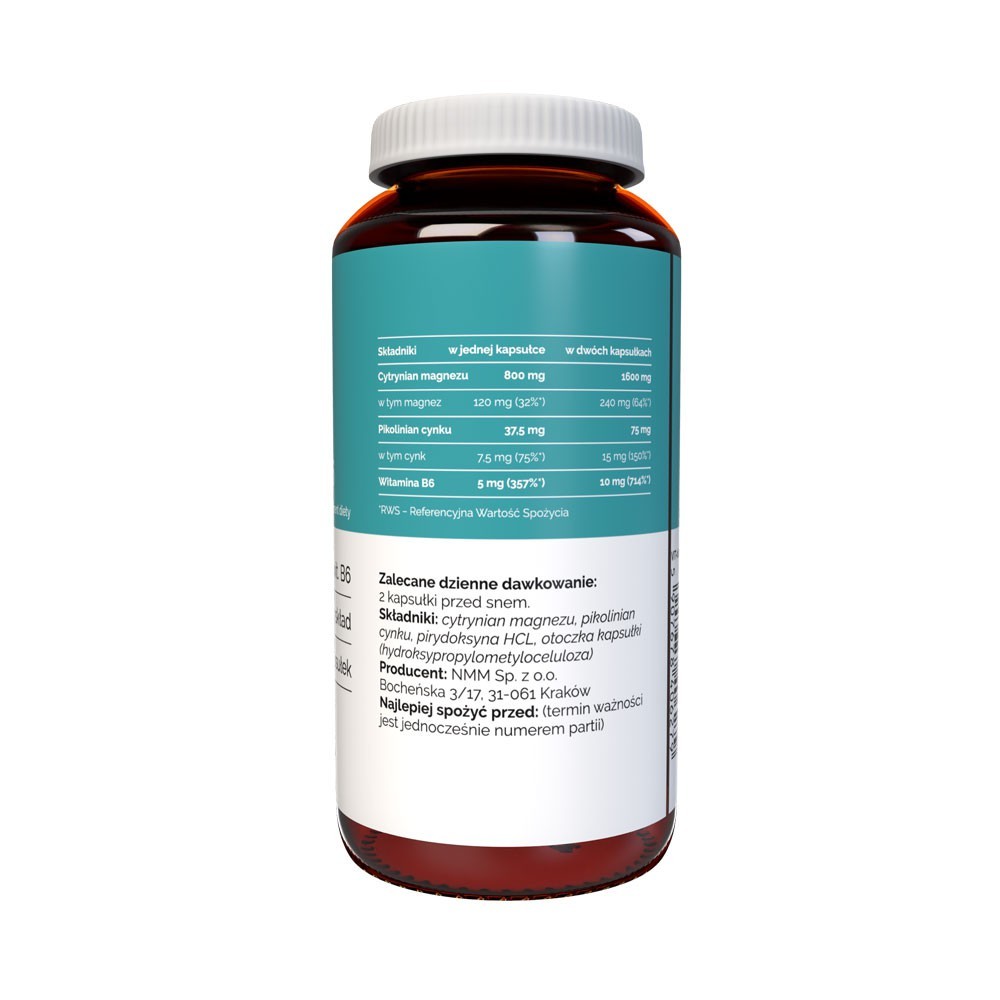 Vitaler's ZMA Mg 240 mg + Zn 15 mg + B6 10 mg - 120 kapsulių