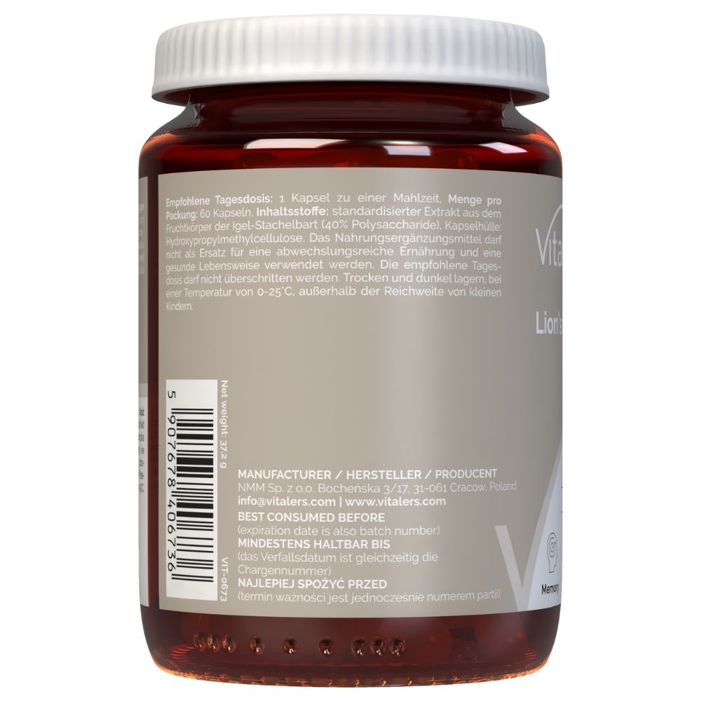 Vitaler's Lion's Mane 500 mg - 60 kapsulių