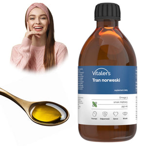 Vitaler's Omega-3 Norvegijos menkių kepenų aliejus, mėtų skonio, 1200 mg - 250 ml