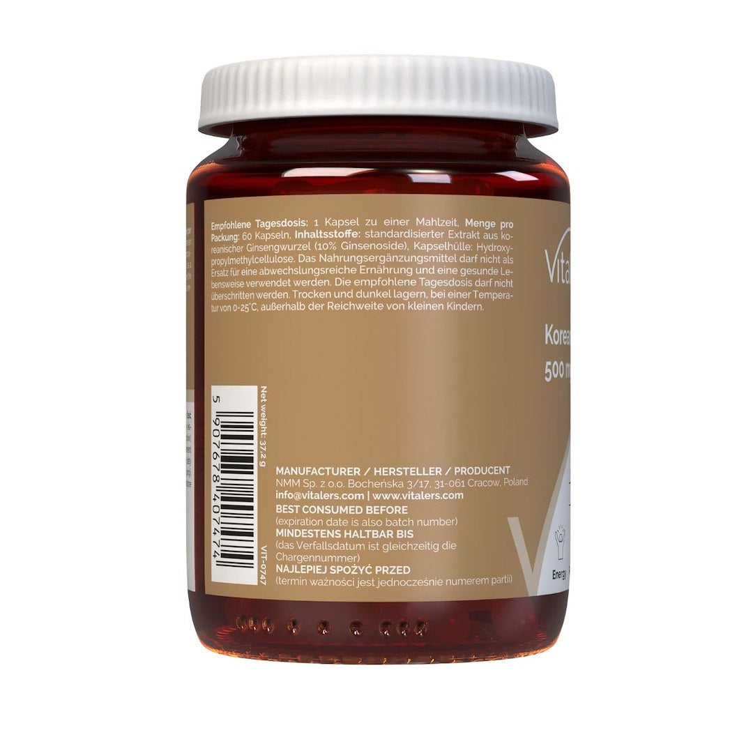 Vitaler's Korean Ginseng 500 mg - 60 kapsulių