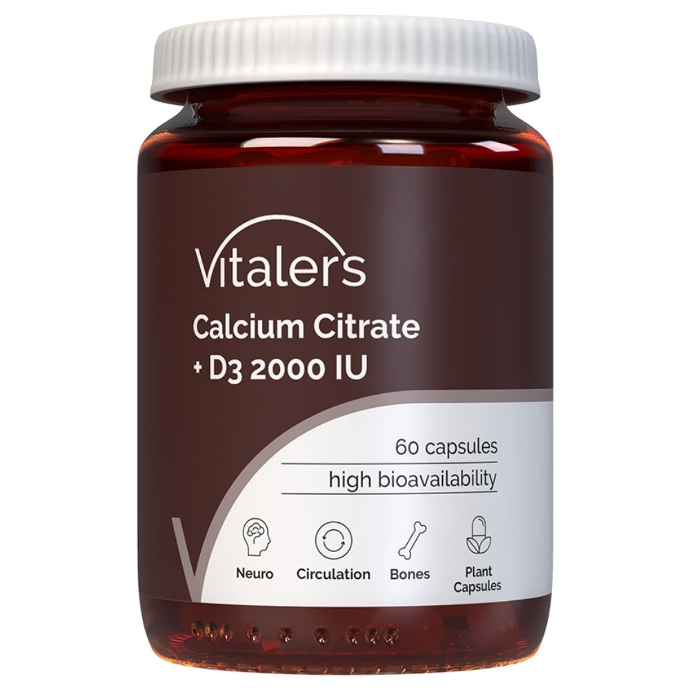 Vitaler's Kalcio citratas 1200 mg + Vitaminas D3 2000 TV - 60 kapsulių
