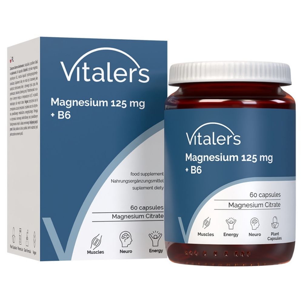 Vitaler's Magnis 125 mg + Vitaminas B6 6 mg - 60 kapsulių