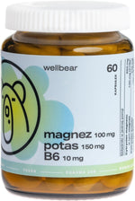 Wellbear Magnis 100 mg + Kalis 150 mg + B6 10 mg - 60 kapsulių