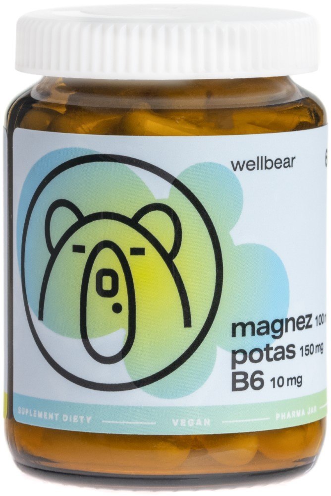 Wellbear Magnis 100 mg + Kalis 150 mg + B6 10 mg - 60 kapsulių
