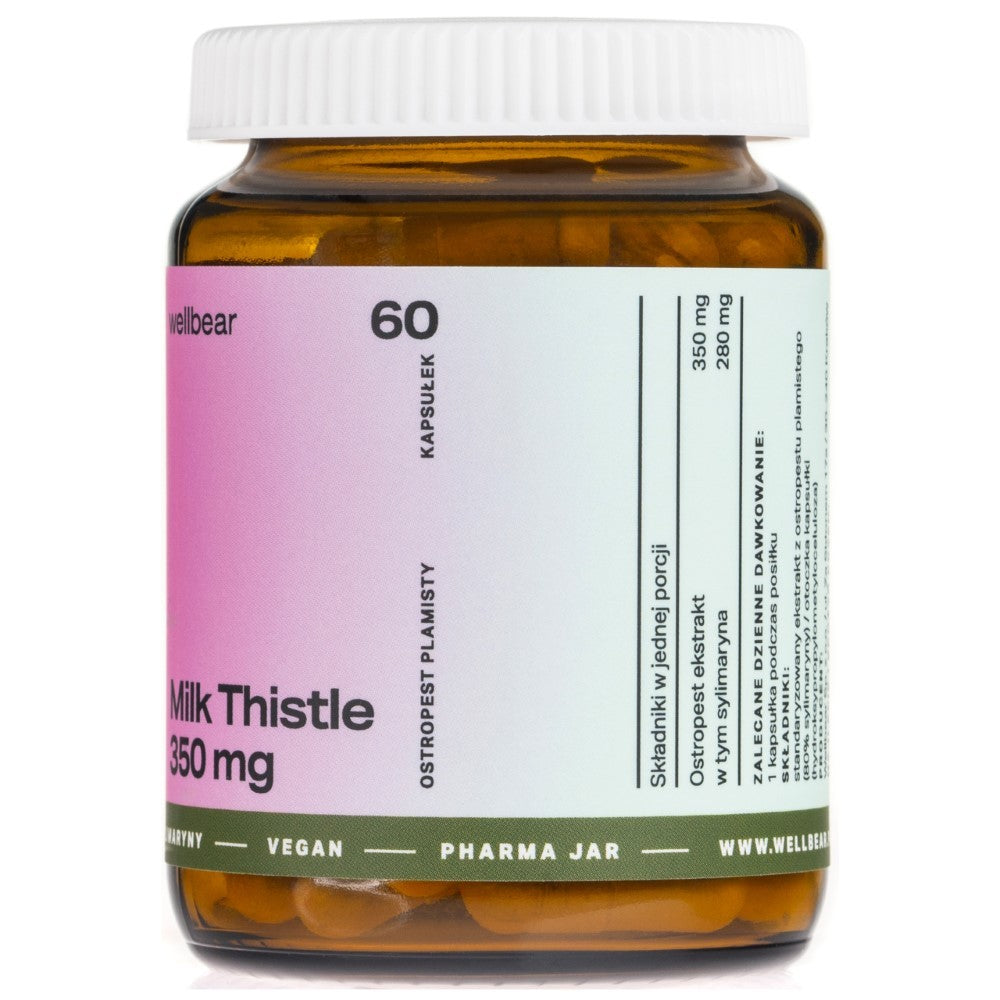 Wellbear Milk Thistle (Pieno raktažolė) 350 mg - 60 kapsulių