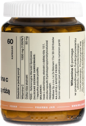 Wellbear vitaminas C su erškėtuogėmis 1000 mg - 60 kapsulių