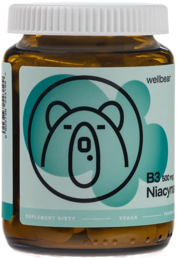 Wellbear vitaminas B3 500 mg (niacinamidas) - 60 kapsulių