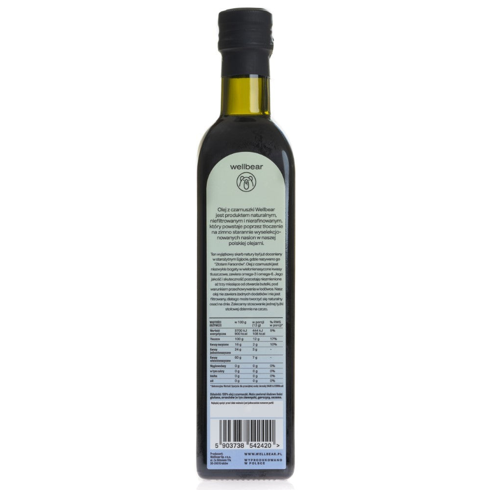 Wellbear Šaltai spaustas juodgrūdžių aliejus - 500 ml