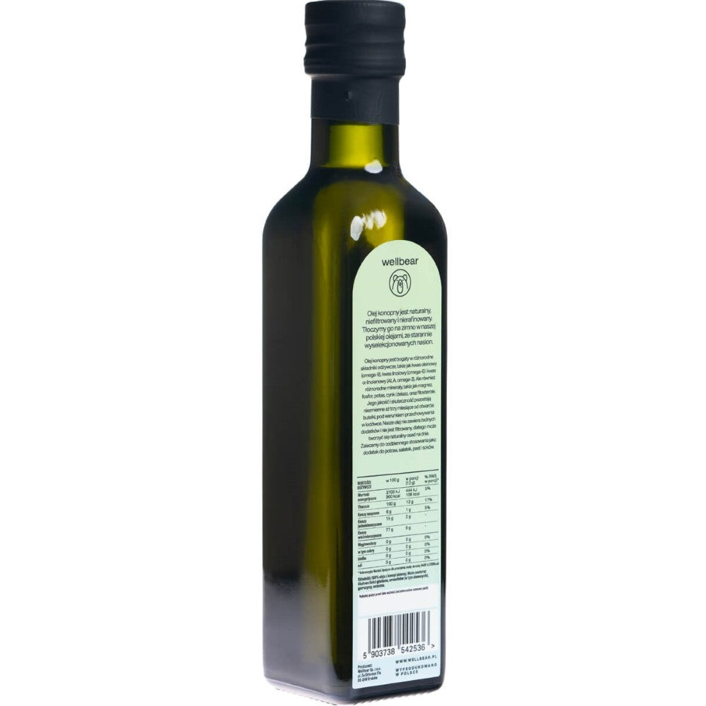 Wellbear šalto spaudimo kanapių aliejus - 250 ml