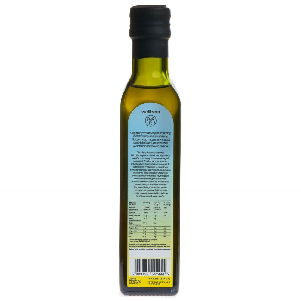 Wellbear šalto spaudimo linų sėmenų aliejus - 250 ml