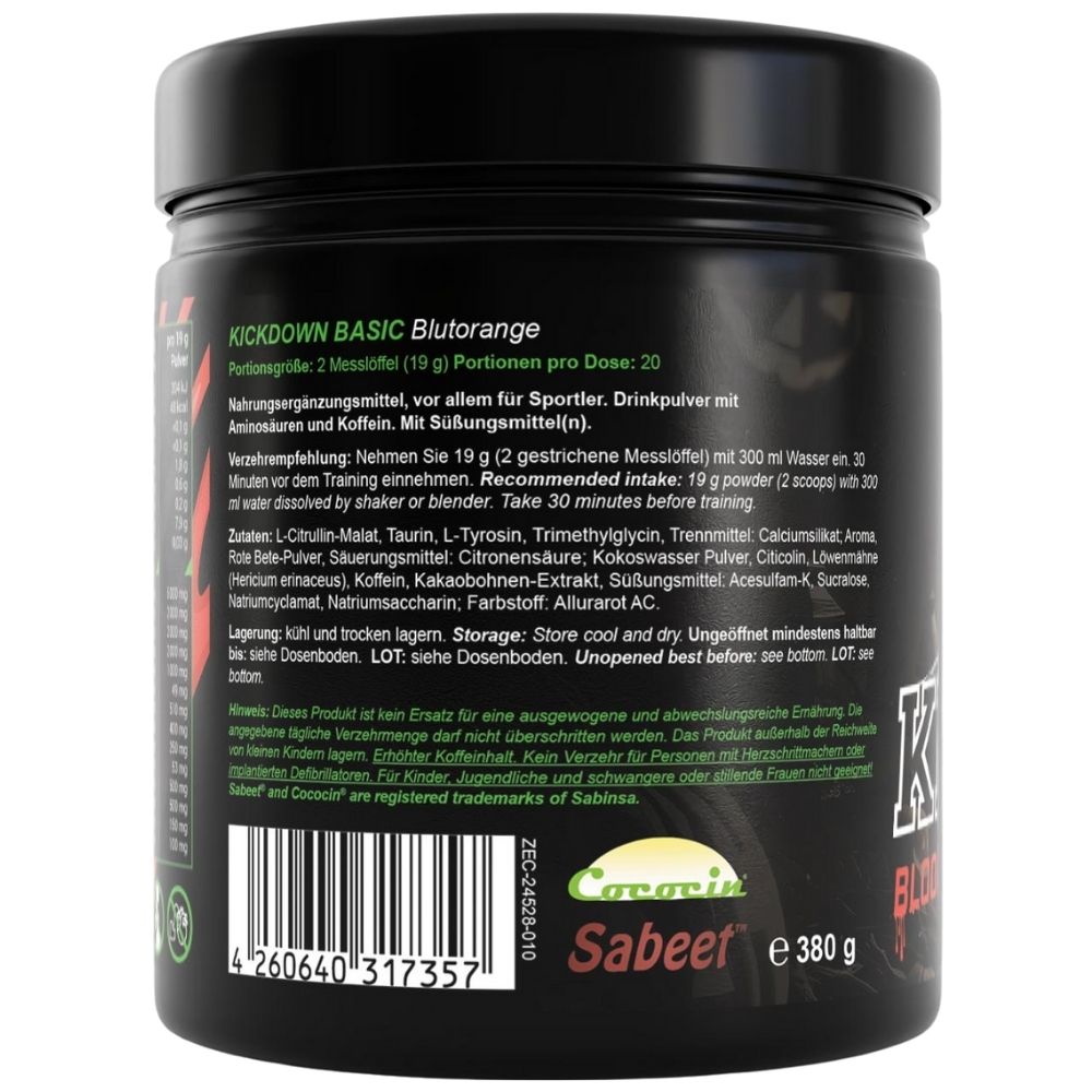ZEC+ Kickdown Basic, prieš treniruotę, kraujo apelsinas - 380 g