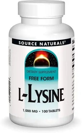 SOURCE NATURALS L-lizinas - L-lizinas 1000 mg 100 tablečių