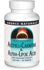 SOURCE NATURALS L-karnitinas ir alfa-lipoinė rūgštis 60 tablečių
