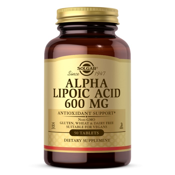 Solgar alfa lipoinė rūgštis 600 mg - alfa lipoinė rūgštis 600 mg 50 tablečių