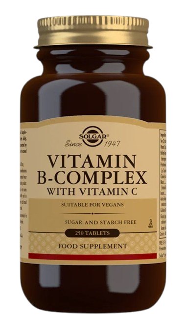 Solgar B grupės vitaminų kompleksas su vitaminu C nuo streso 250 tablečių