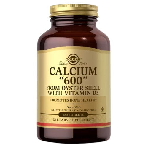 Solgar kalcis 600 iš austrių kriauklių su vitaminu D3 – kalcis iš austrių kriauklių 120 tablečių