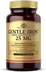 Solgar Gentle Iron 25 mg - švelnus geležies junginys - geležies bisglicinatas 180 kapsulių