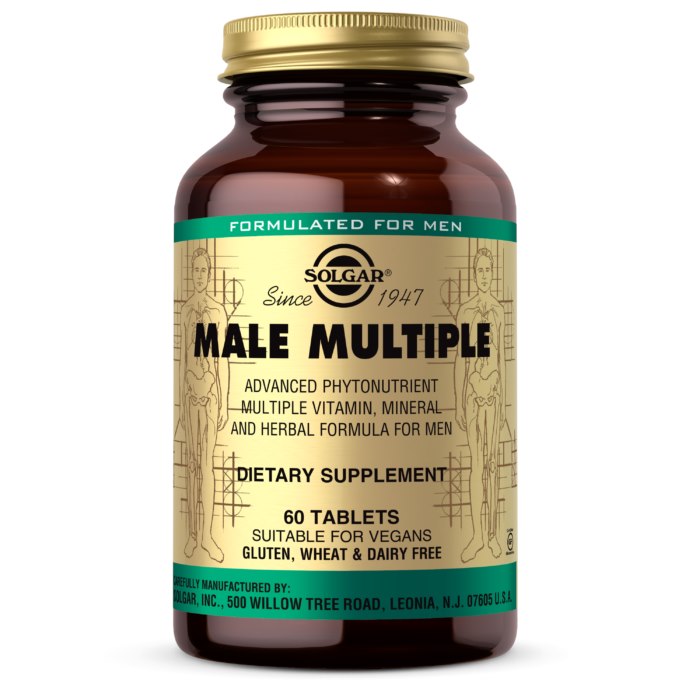 Solgar Male Multiple – speciali vitaminų ir mineralų formulė su natūraliais ingredientais 60 tablečių