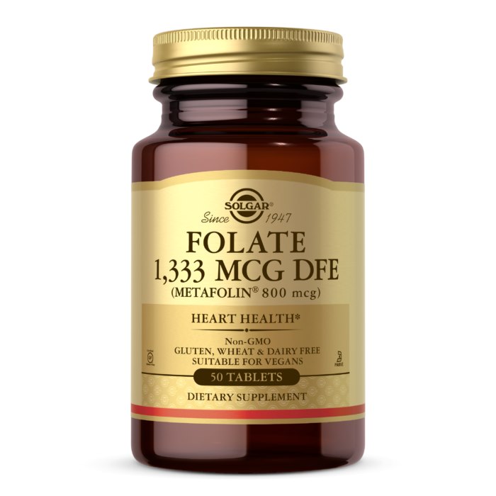 Solgar folatas metafolinas 800 mcg 50 tablečių