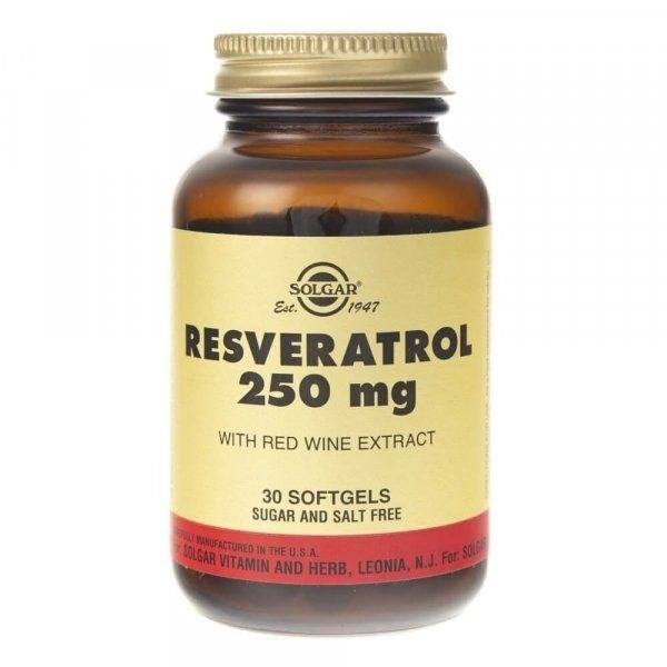 Solgar resveratrolis 250 mg su raudonojo vyno ekstraktu 30 kapsulių