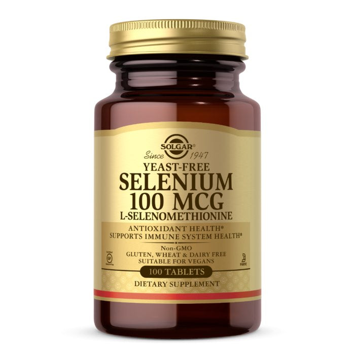 Solgar Selenium be mielių - Selenas be mielių 100 mcg 100 tablečių