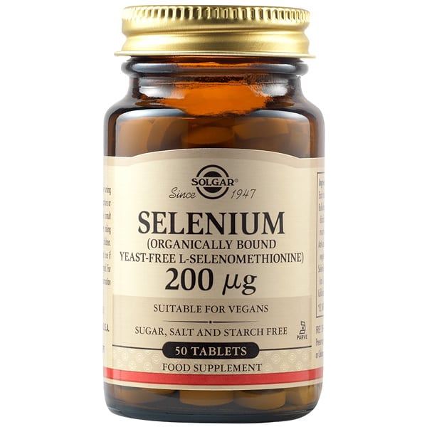 Solgar Selenium be mielių - Selenas be mielių 200 mcg 50 tablečių