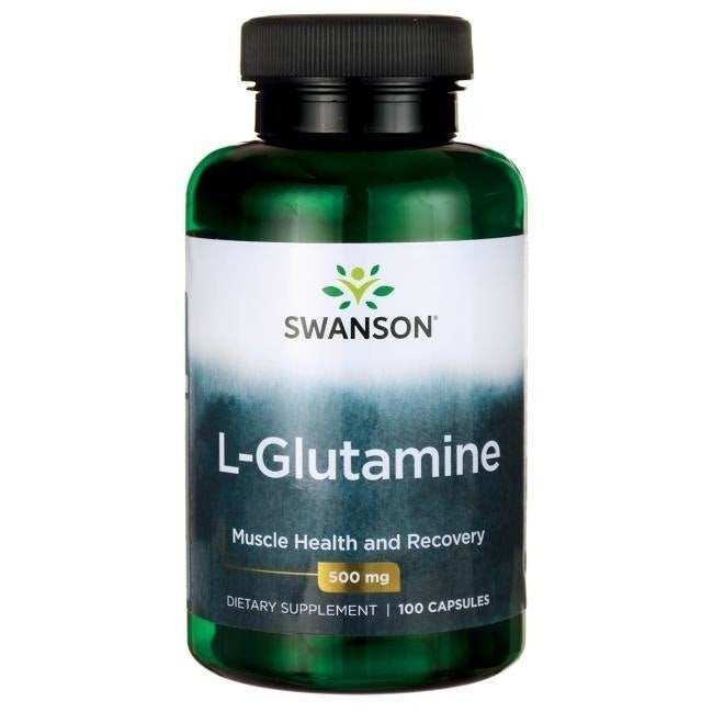 Swanson L-glutaminas 500 mg 100 kapsulių