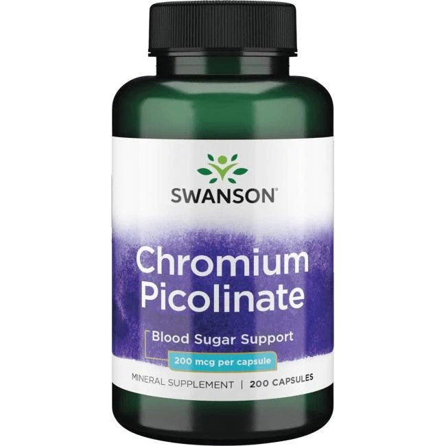 Swanson chromo pikolinatas 200 mcg 200 kapsulių
